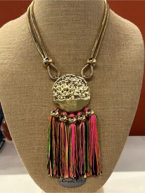 NWT Fabulous! Trina Turk gold tone tassel statement necklace